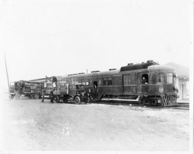 Old train and trucks.